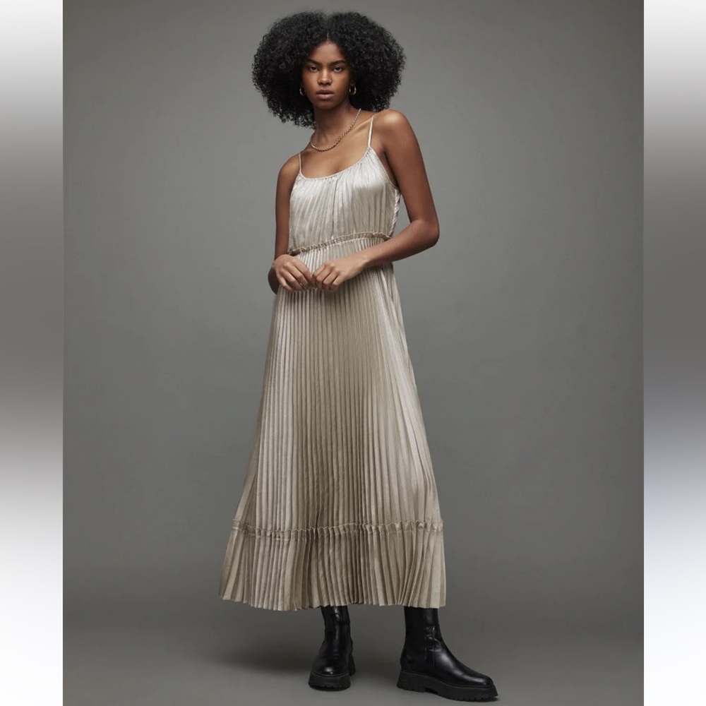 All saints Metallic slip dress in XS